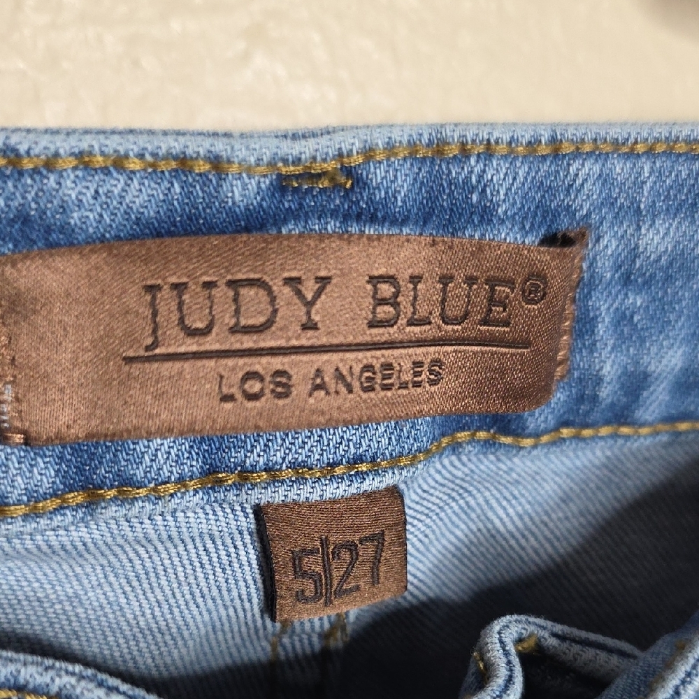 Judy Blue High Rise Wide Leg Crop Jeans Medium Wash Medium Release Hem 5/27 - Picture 5 of 10